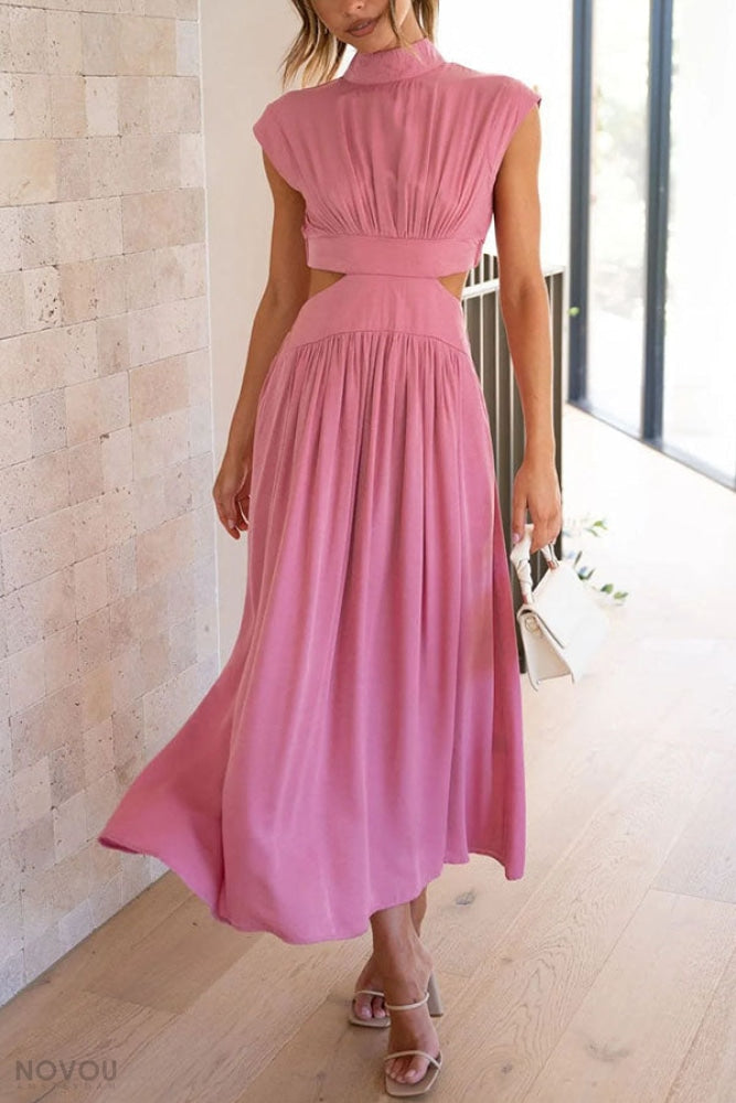 Grace - Damen-Midikleid mit Rollkragen und Taillenausschnitt