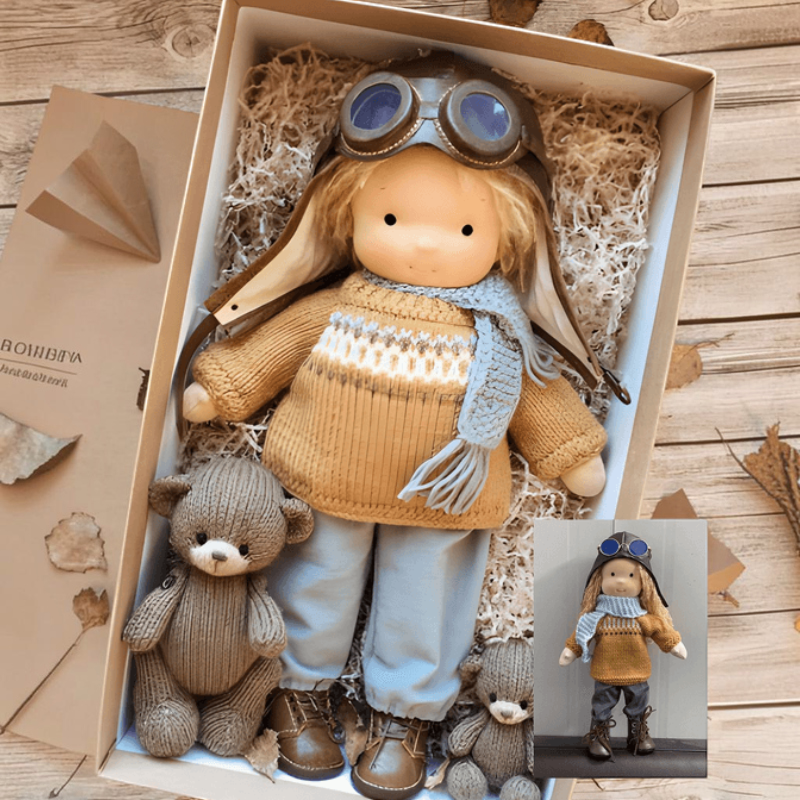 WillowDoll - Handgefertigte Waldorf-Puppe aus Baumwolle und Wolle