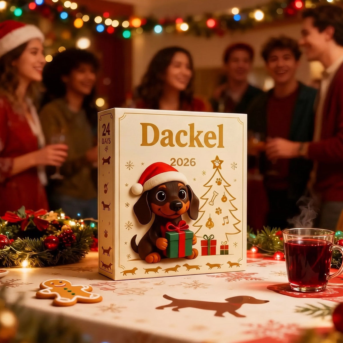 Dackel-Adventskalender mit 24 Acryl-Anhängern
