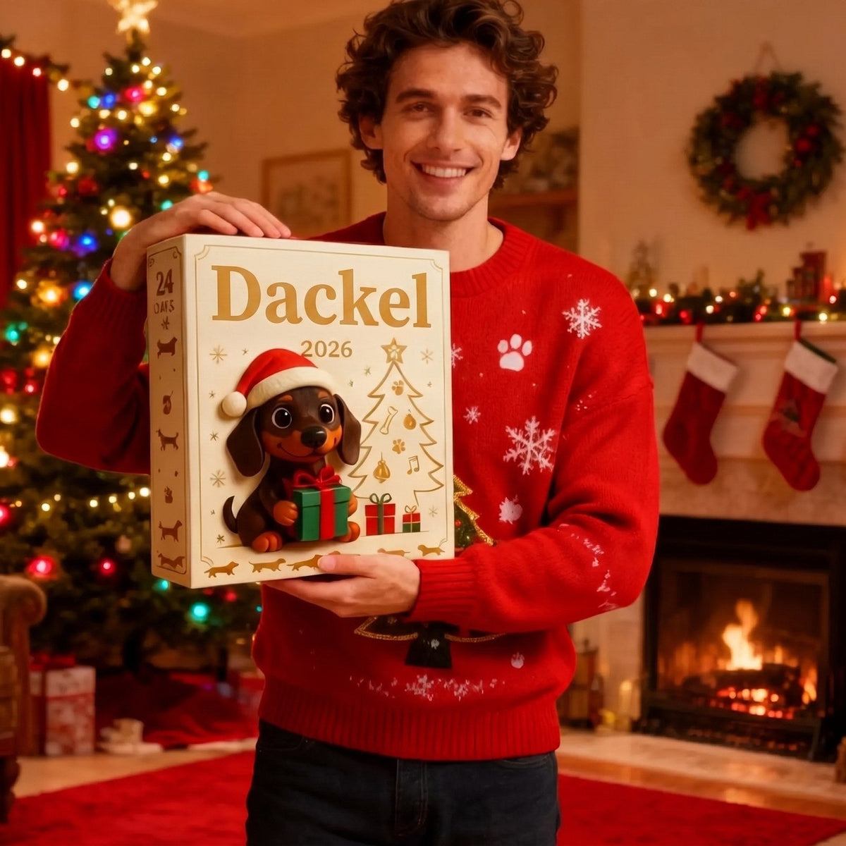 Dackel-Adventskalender mit 24 Acryl-Anhängern