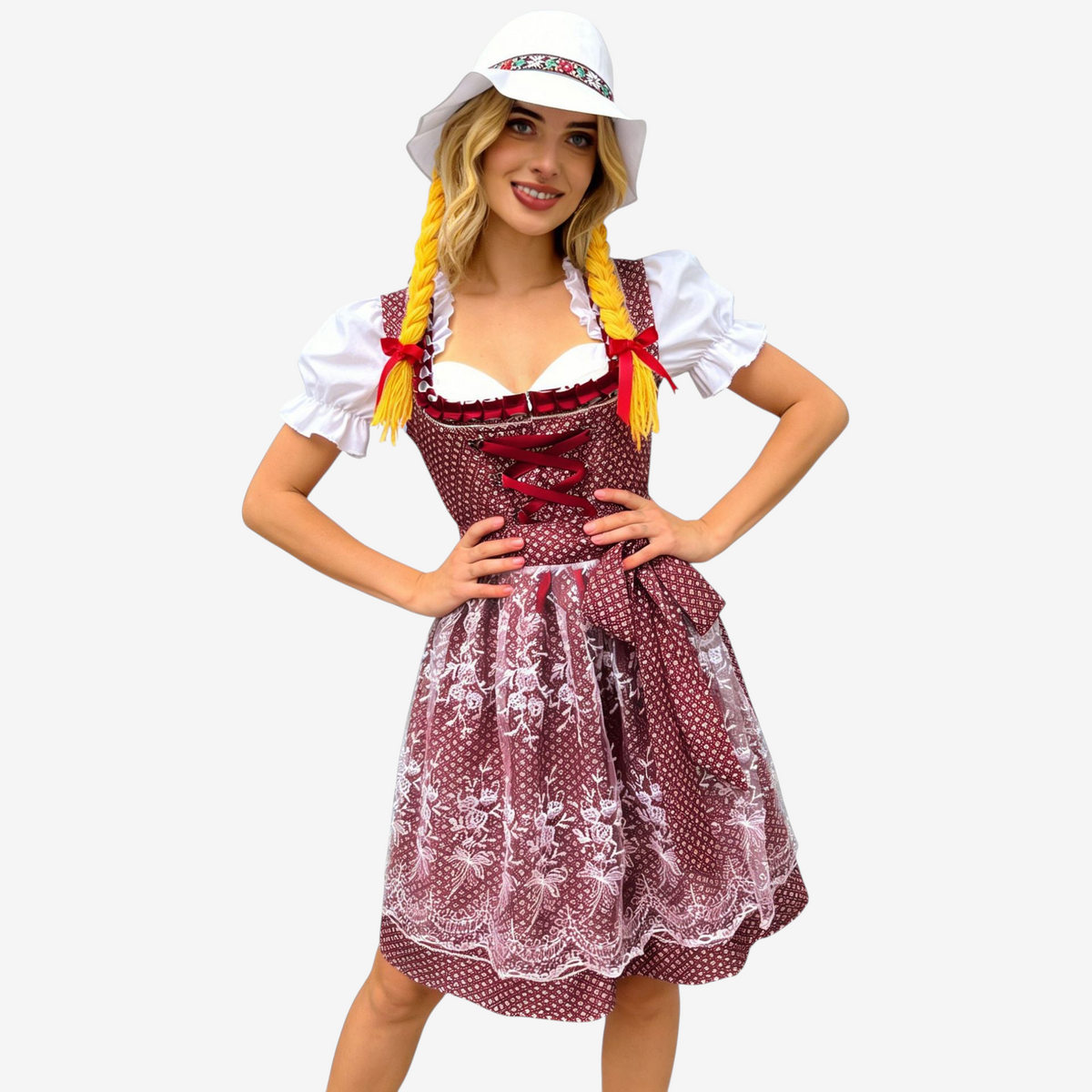 Damen-Dirndl mit Herzausschnitt und geschnürter Taille