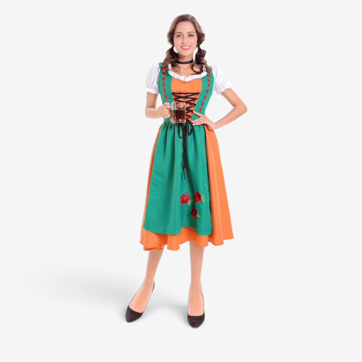 Trachtiva - Dirndlkleid mit geschnürtem Mieder und integrierter Schürze