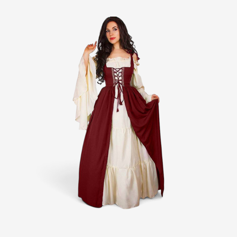 Damenkleid im historischen Stil mit V-Ausschnitt