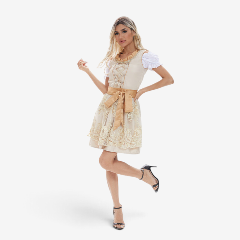 Mini-Dirndl Damen mit Schnürmieder und Spitzenrock