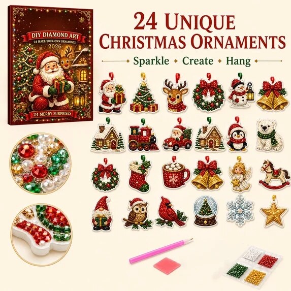Diamond-Painting-Adventskalender mit 24 Mini-Anhängern