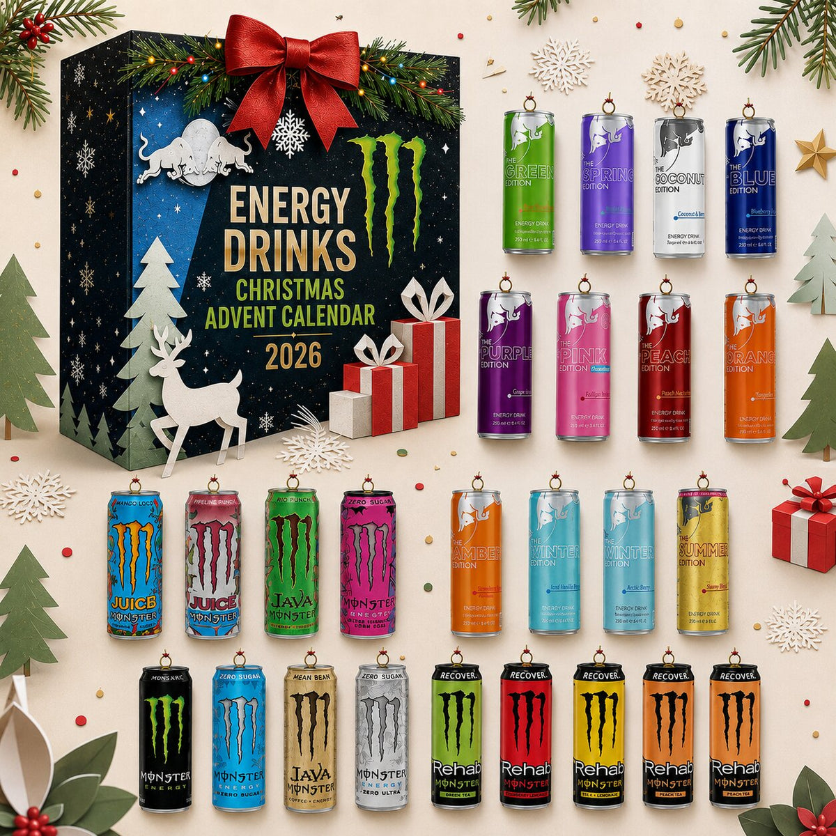 Fizzmas - Adventskalender mit Energy Drink Motiven
