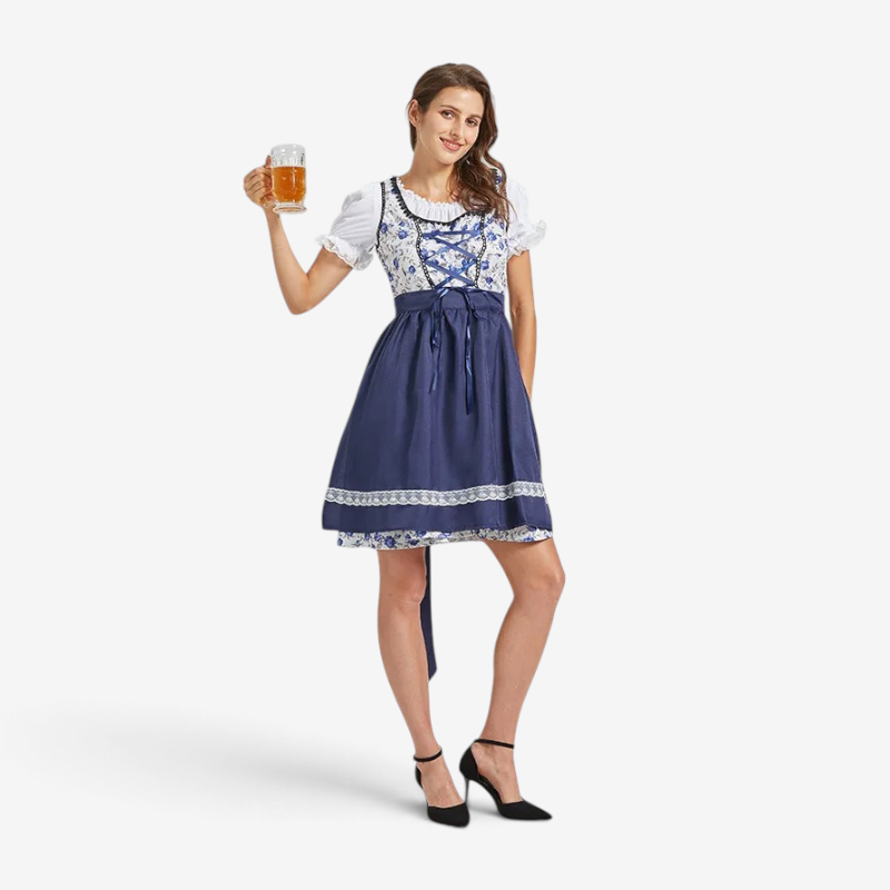 Blumella - Damen-Oktoberfestkleid mit Blumenmuster und Schürze