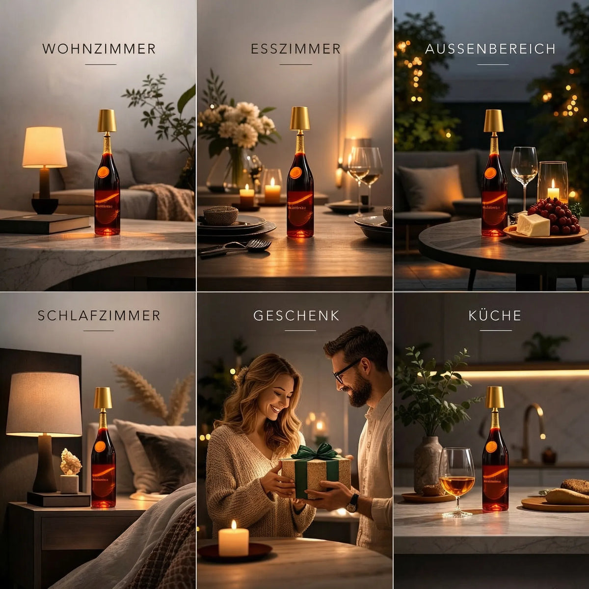 Bottlume - Kabellose LED-Flaschenlampe mit USB-Aufladung
