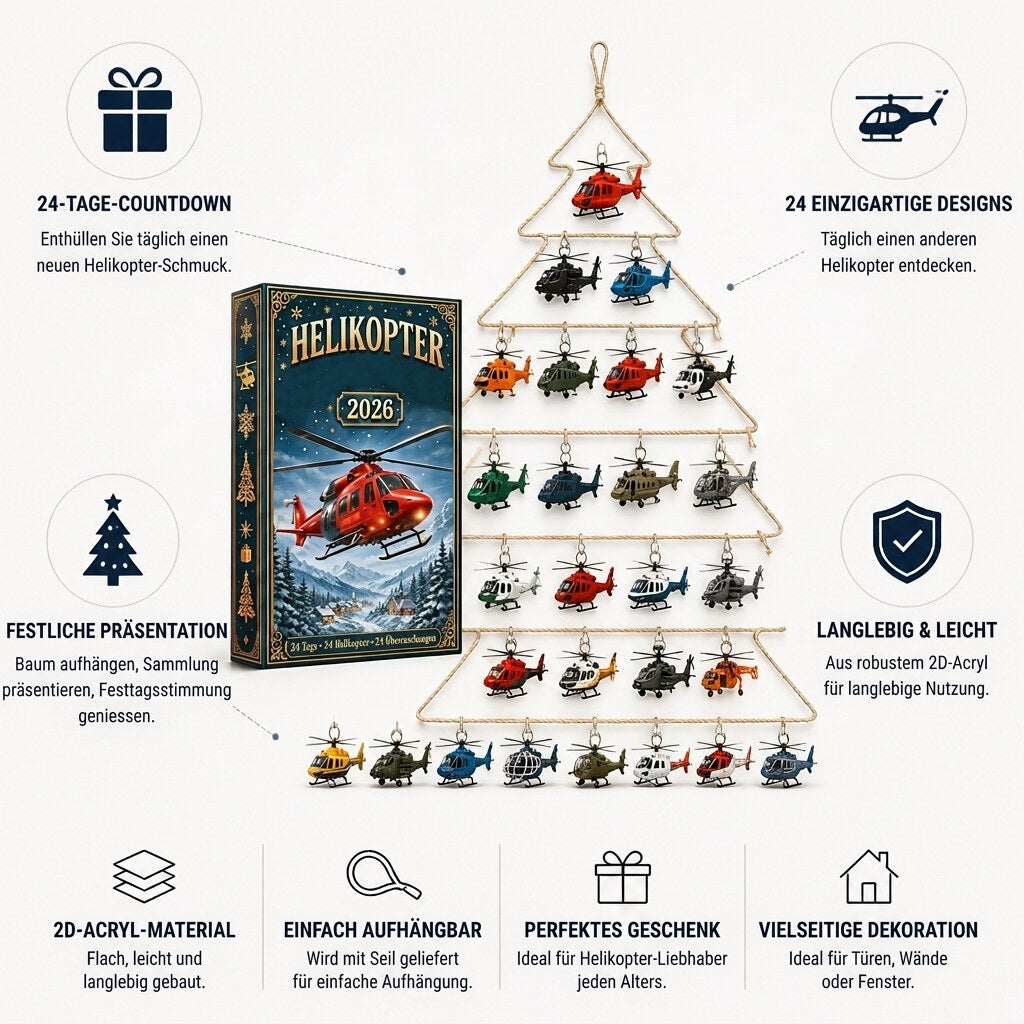 NoelWings - Adventskalender mit Flugzeug-Anhängern aus Acryl