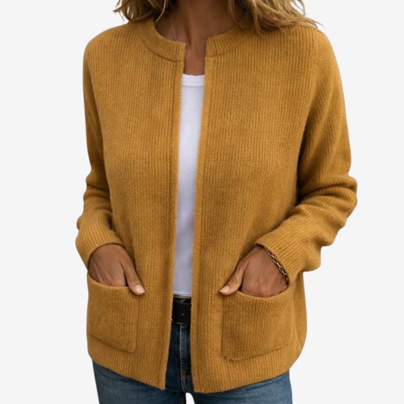 Zipmora - Damen Strickjacke mit Reißverschluss und zwei Taschen