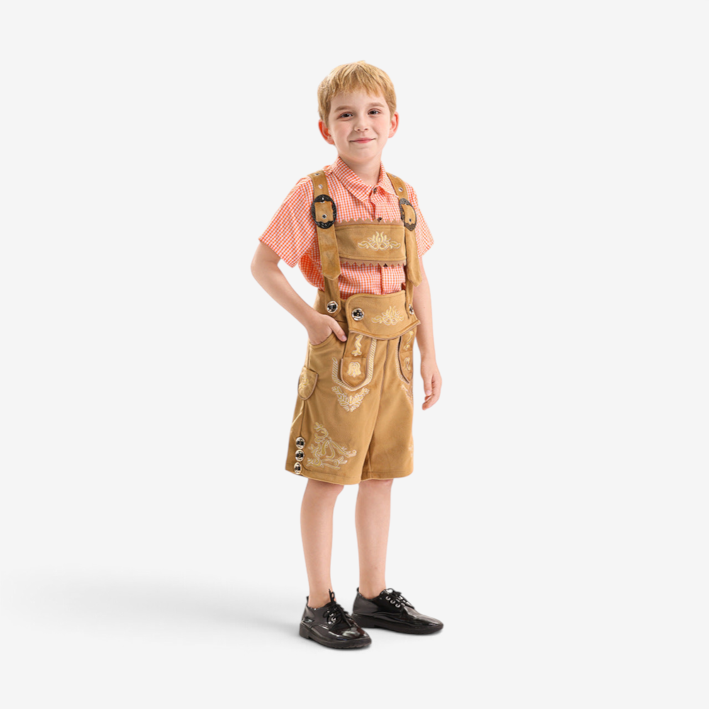 Threadon - Kinder Trachtenlederhose mit dekorativen Stickereien