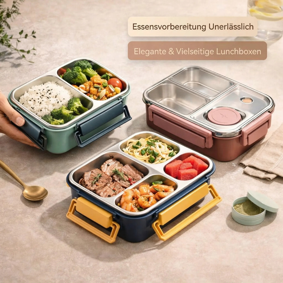 Mealvault - Thermobehälter für Essen mit Edelstahlfächern