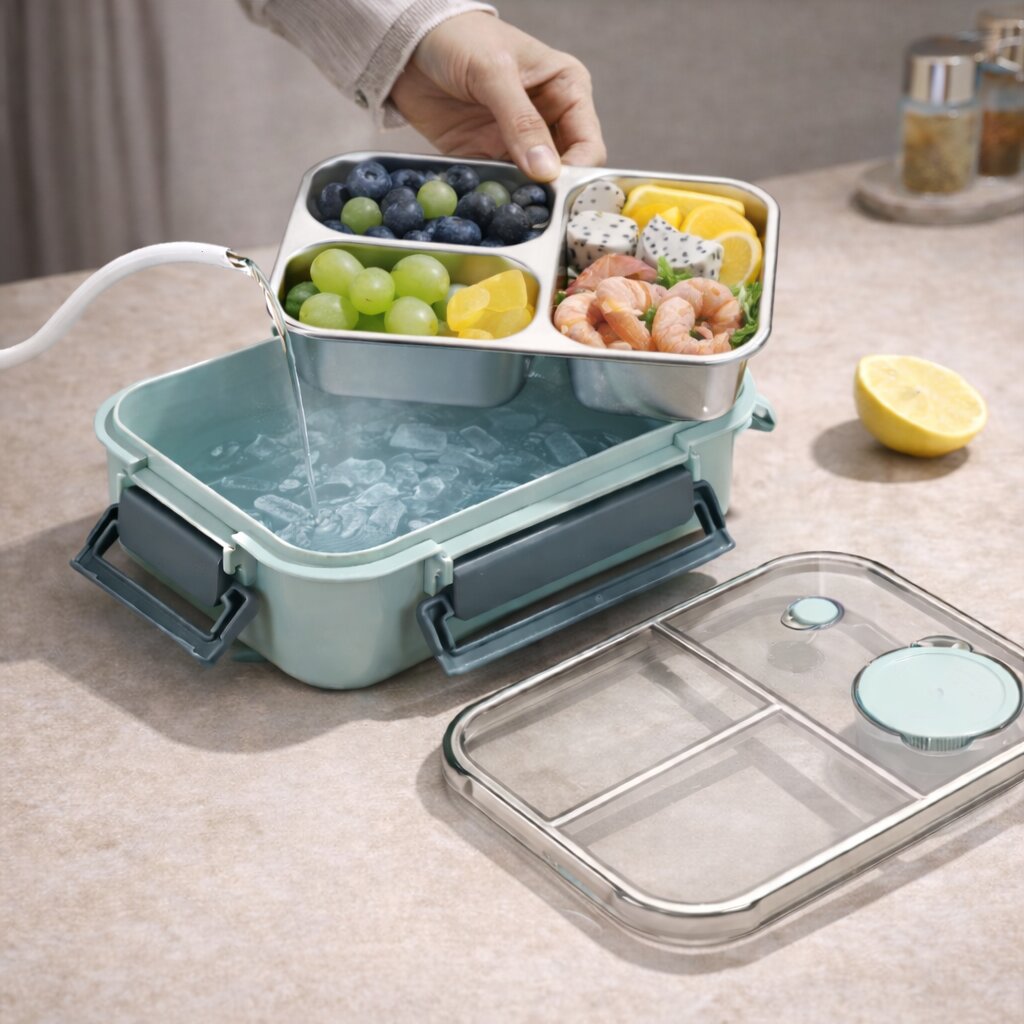 Mealvault - Thermobehälter für Essen mit Edelstahlfächern