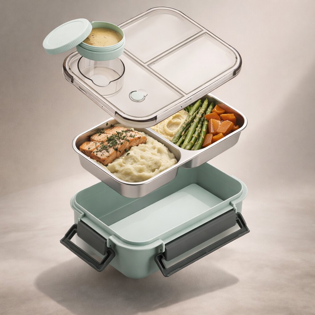Mealvault - Thermobehälter für Essen mit Edelstahlfächern