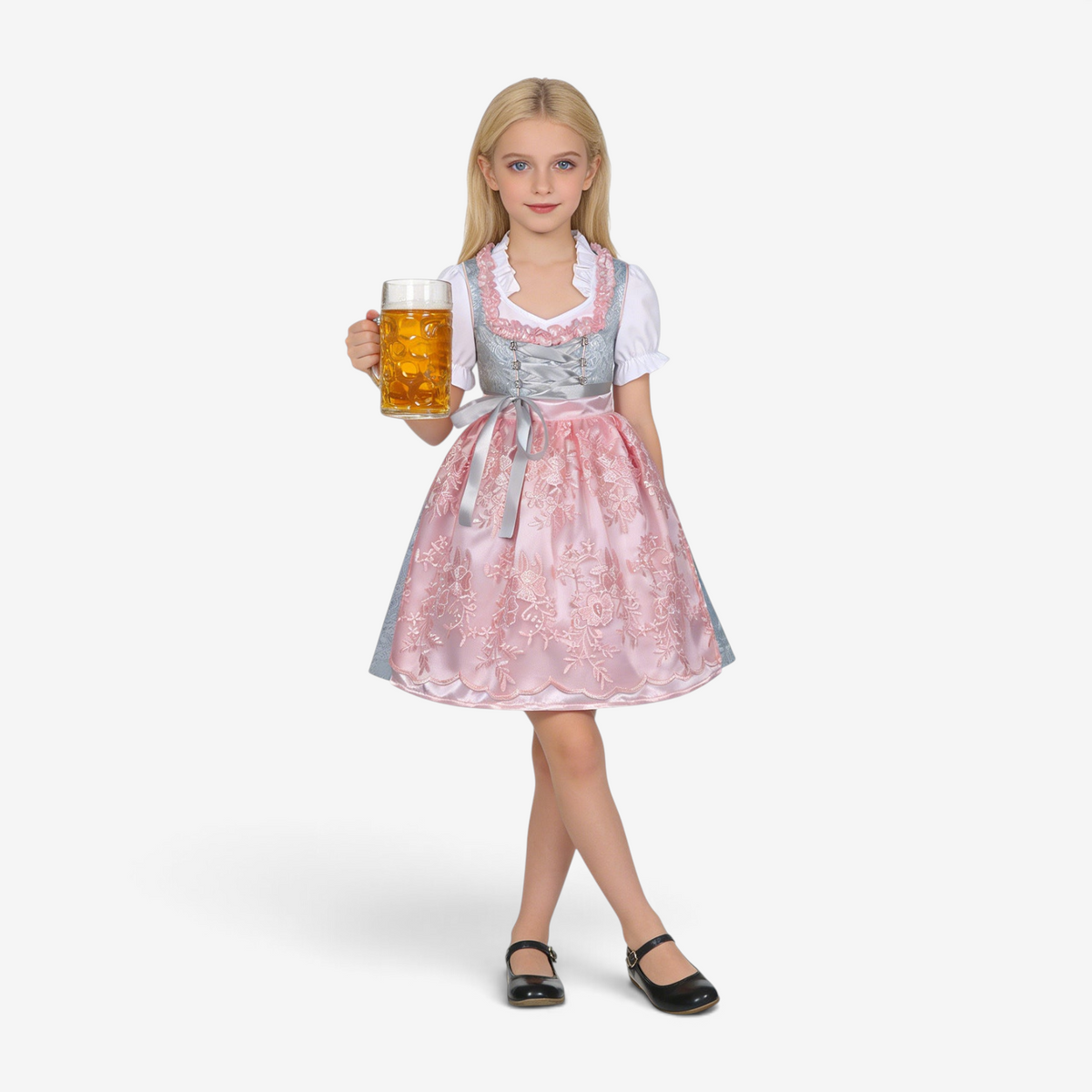 Mädchen-Dirndl mit bestickter Schürze