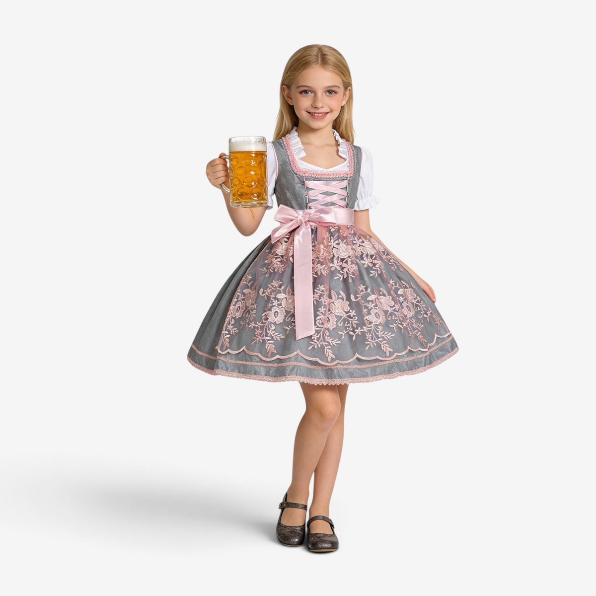 Mädchen-Dirndl mit bestickter Schürze