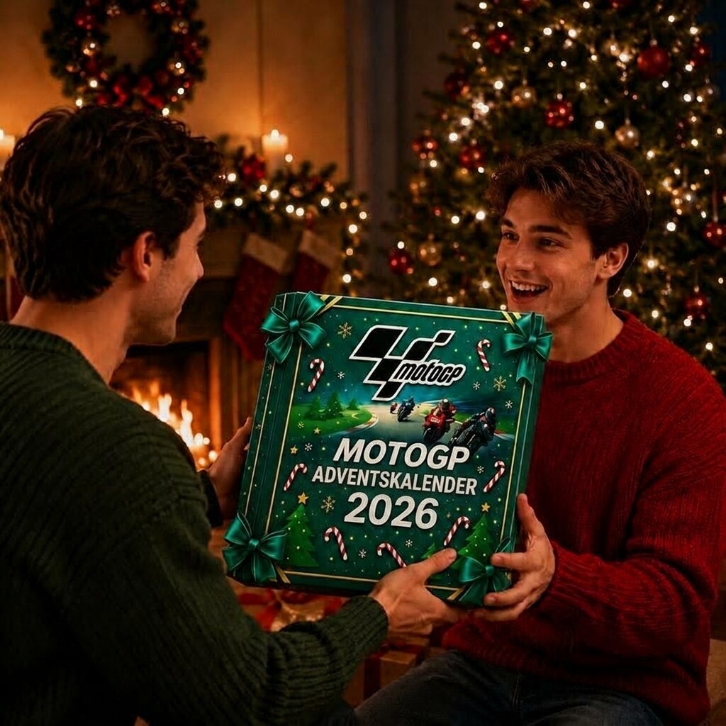 Motorsport-Adventskalender mit Motorrädern und Rennfahrern