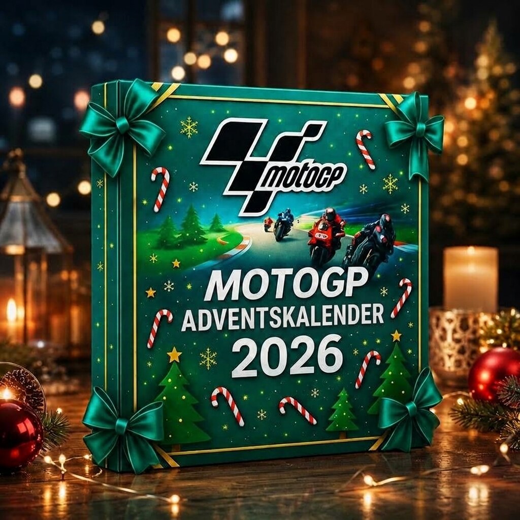 Motorsport-Adventskalender mit Motorrädern und Rennfahrern