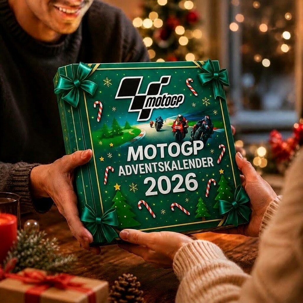 Motorsport-Adventskalender mit Motorrädern und Rennfahrern
