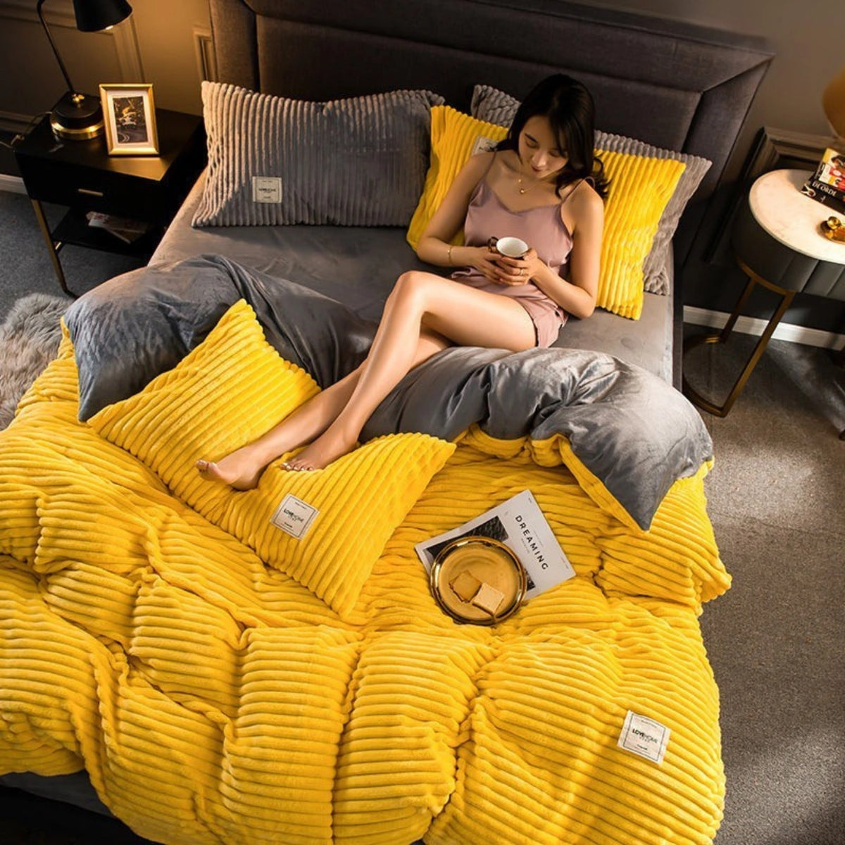 Thermal - Bettwäsche-Set mit doppellagigem Fleece für Betten