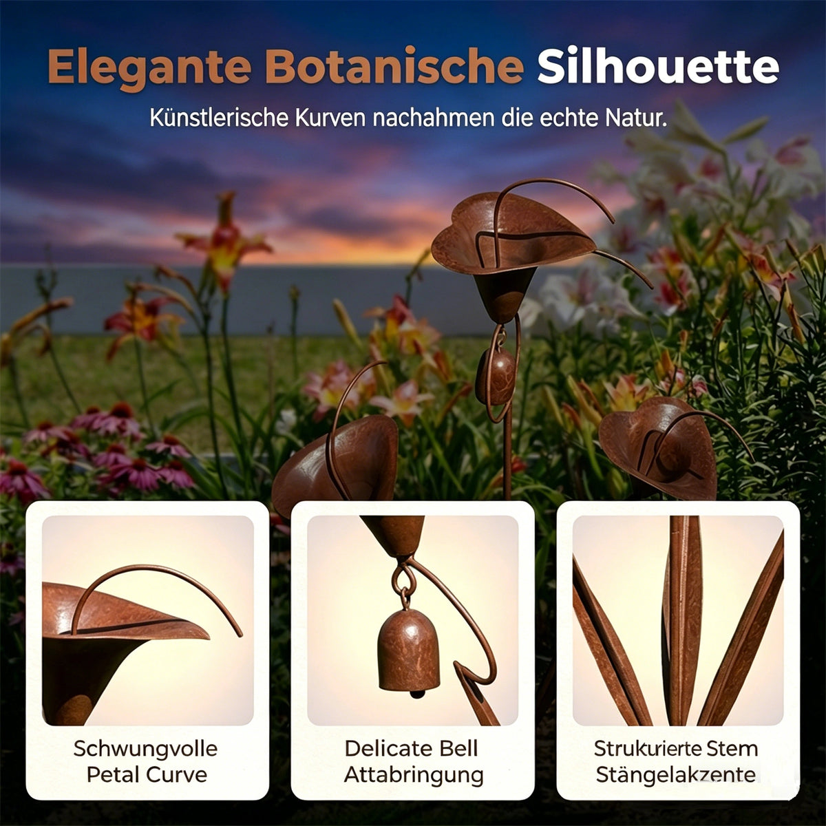 Bellisom - Gartenstecker mit Calla-Lilien und hängenden Glocken