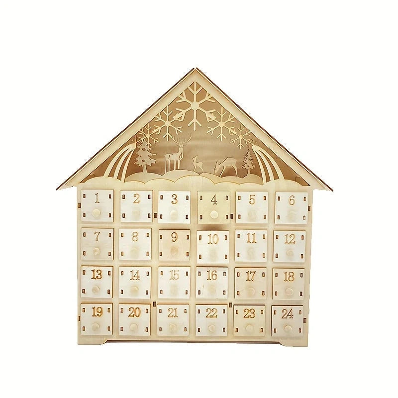 Yuleglow - Holz-Adventskalender mit integrierter LED-Beleuchtung