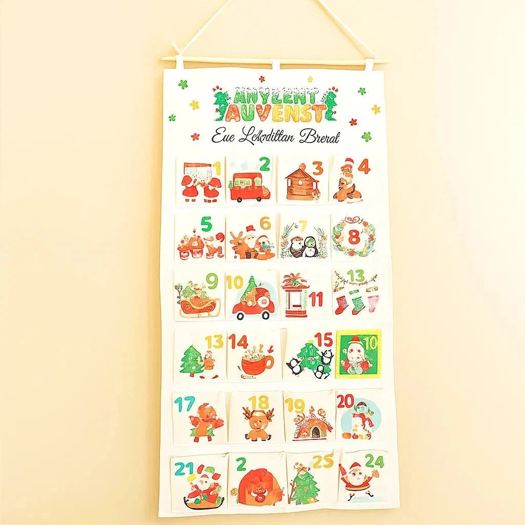 Yulecalendar - Stoff-Adventskalender mit 24 Fächern für die Adventszeit