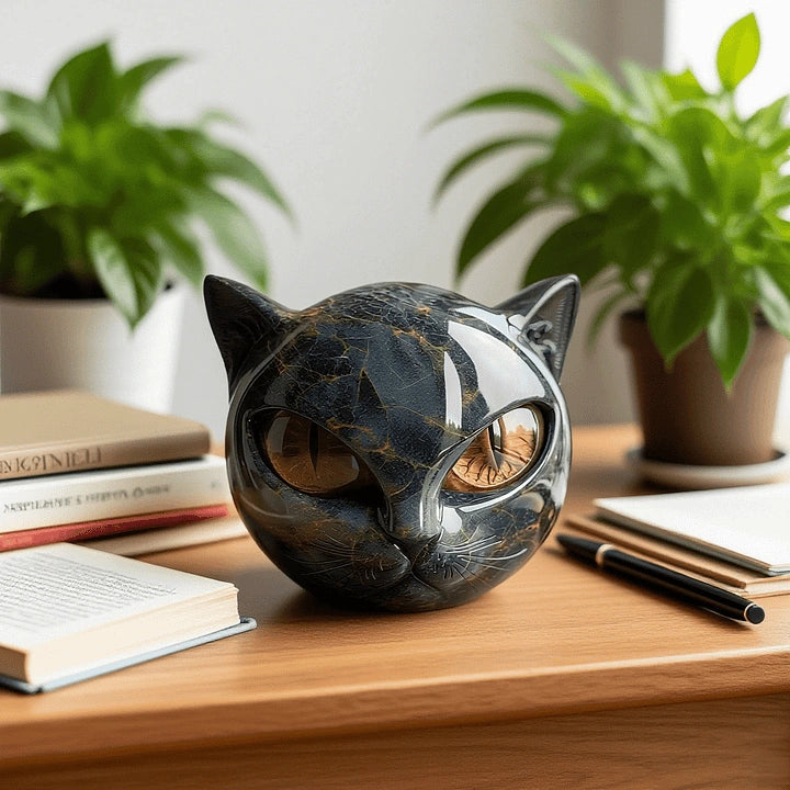 Marbicat - Katzenskulptur mit Marmoroptik für dekorative Innenräume