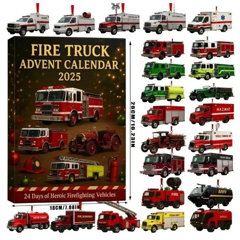 Firevent - Adventskalender mit 24 Feuerwehr-Anhängern in mehreren Farben