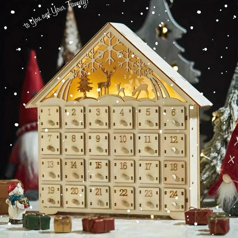 Yuleglow - Holz-Adventskalender mit integrierter LED-Beleuchtung