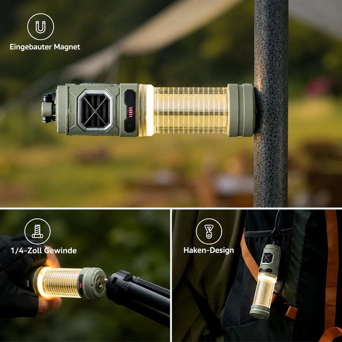 Campora - 2-in-1-Mückenabwehrgerät mit LED-Licht für Outdoor und Camping