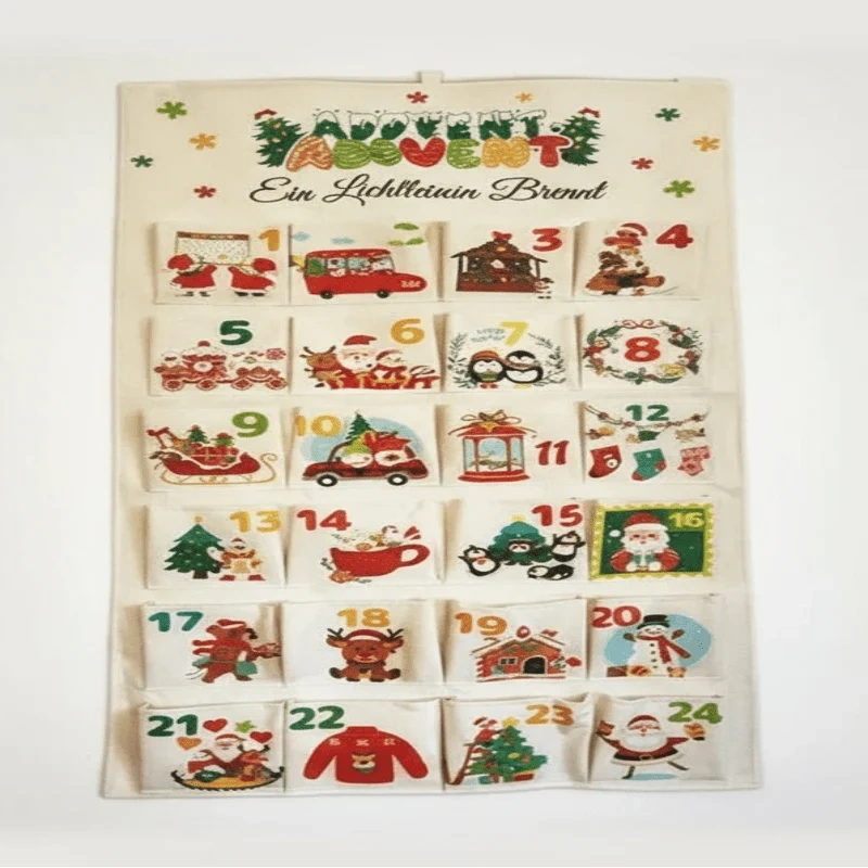 Yulecalendar - Stoff-Adventskalender mit 24 Fächern für die Adventszeit
