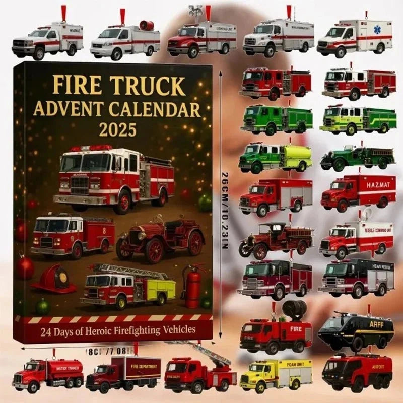 Firevent - Adventskalender mit 24 Feuerwehr-Anhängern in mehreren Farben