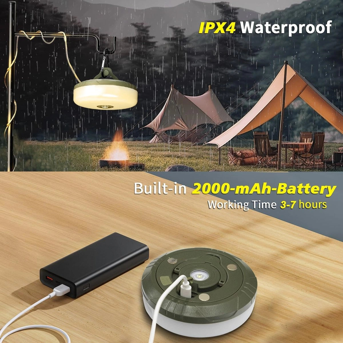 Lanterra - 4-in-1 Campinglampe mit RGB-Lichterkette und Powerbank
