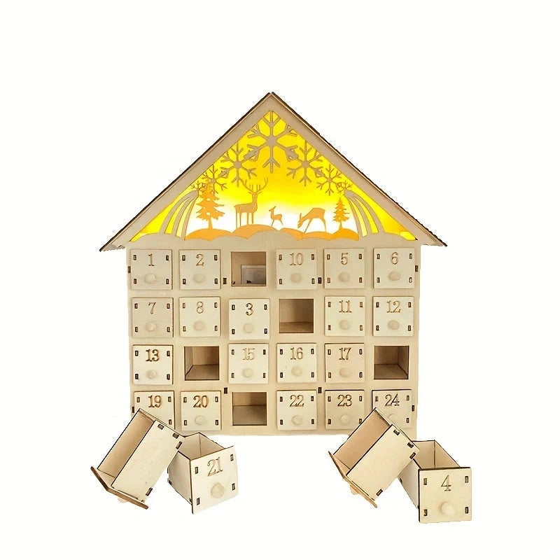Yuleglow - Holz-Adventskalender mit integrierter LED-Beleuchtung
