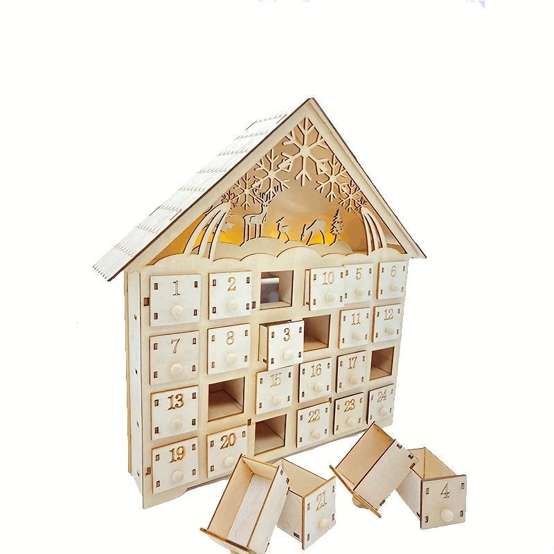 Yuleglow - Holz-Adventskalender mit integrierter LED-Beleuchtung