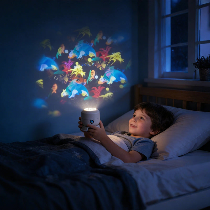 Glimora - LED-Projektorlampe mit bewegten Wellenmustern für Innenräume