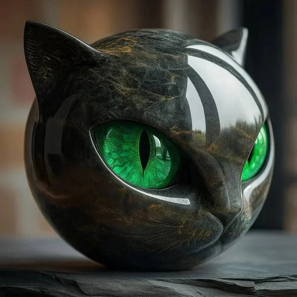 Marbicat - Katzenskulptur mit Marmoroptik für dekorative Innenräume