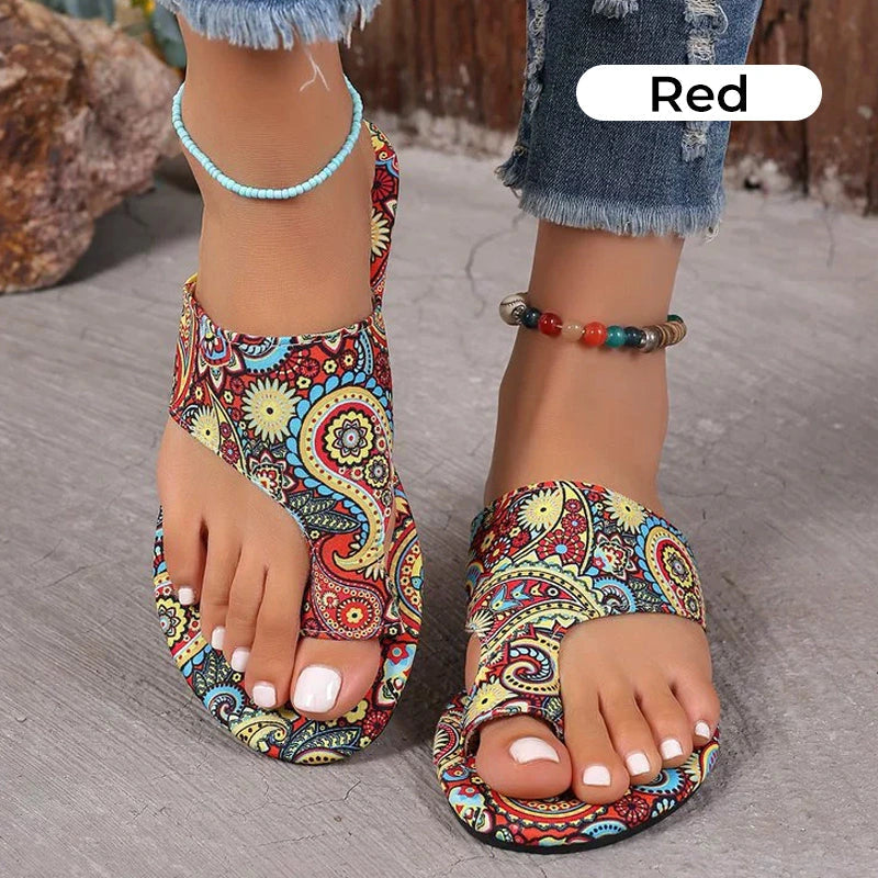 Bohemia - Damen-Sandalen mit Zehenschlaufe und floralem Muster