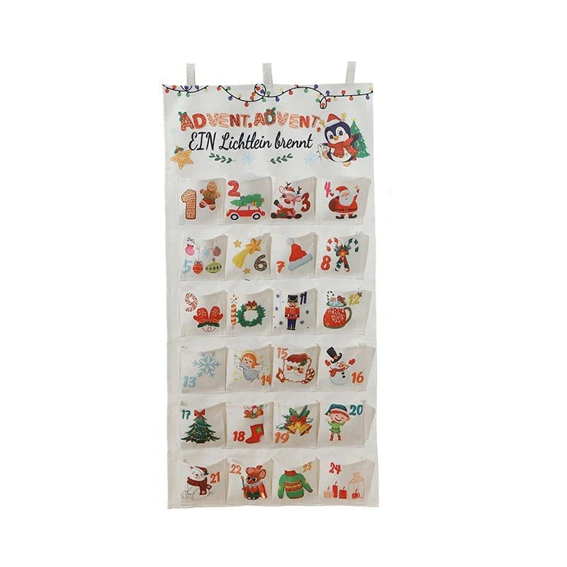 Yulecalendar - Stoff-Adventskalender mit 24 Fächern für die Adventszeit