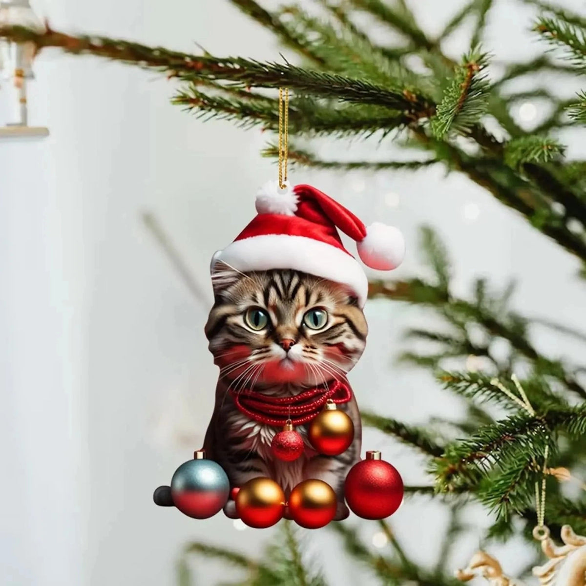 Catmerry - Weihnachtsanhänger mit Katzenmotiv und Weihnachtsmütze