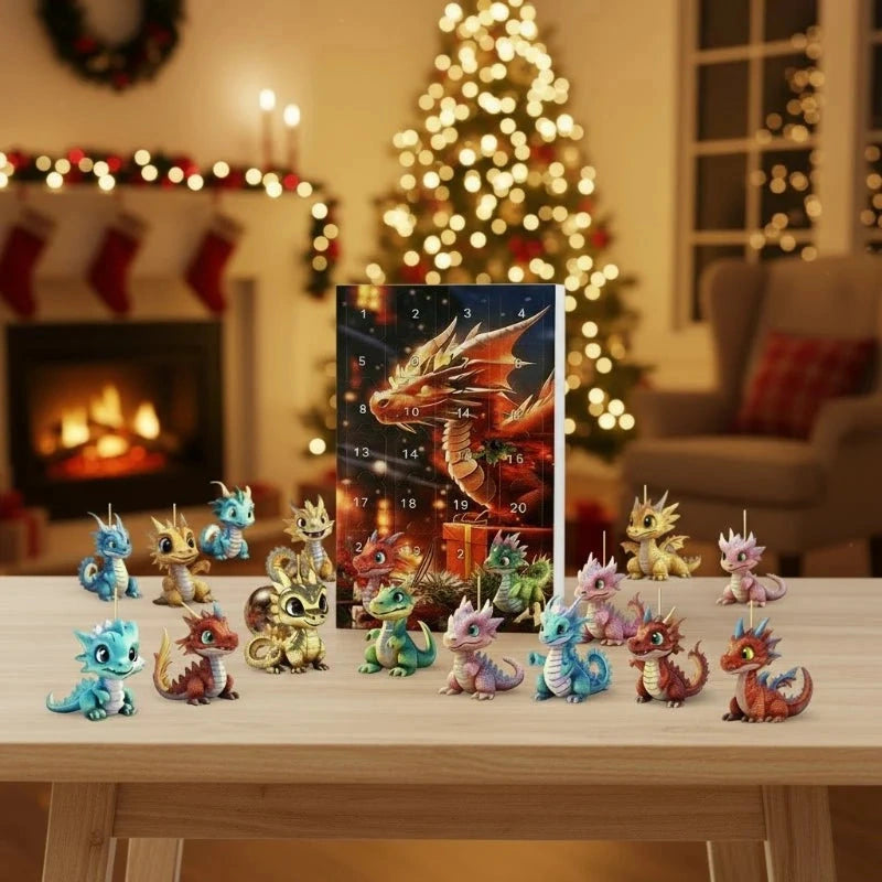 Yuldragon - Adventskalender mit 24 Drachenanhängern in verschiedenen Designs