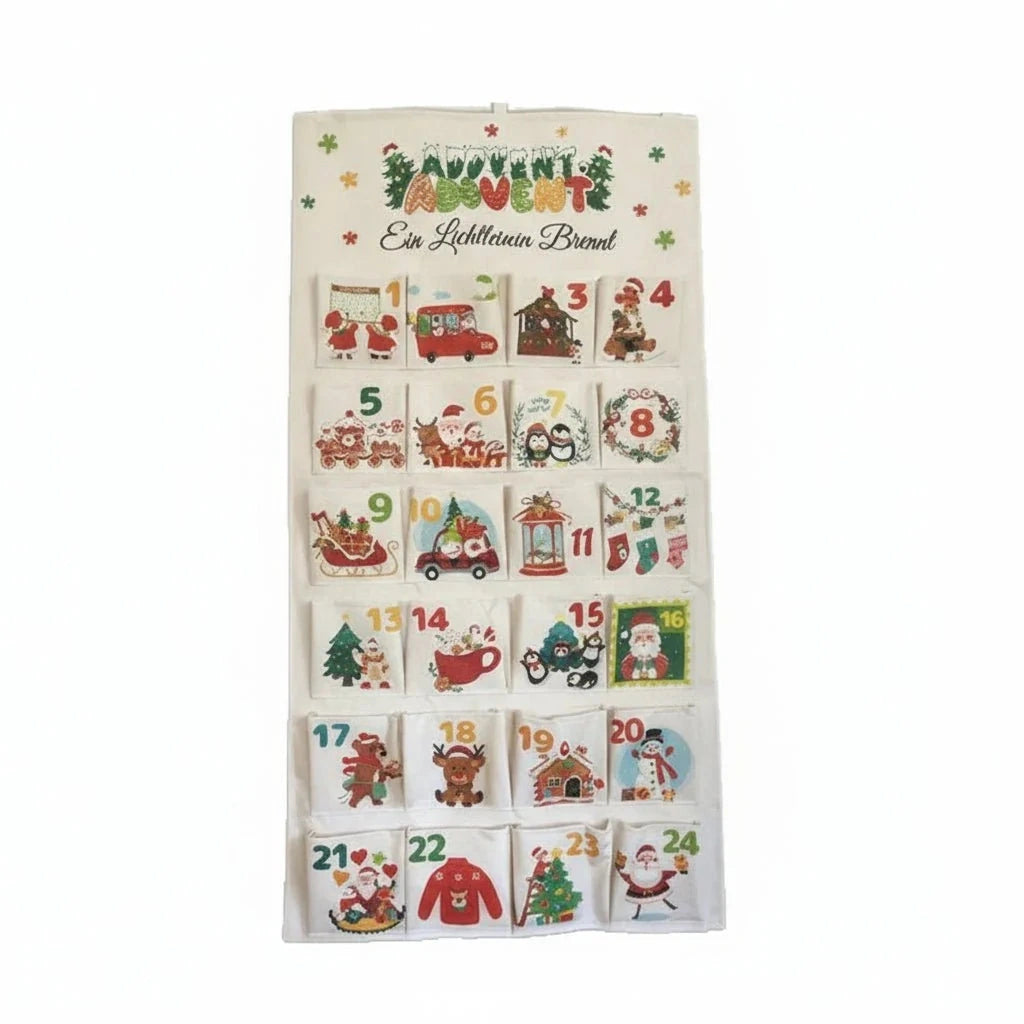 Yulecalendar - Stoff-Adventskalender mit 24 Fächern für die Adventszeit
