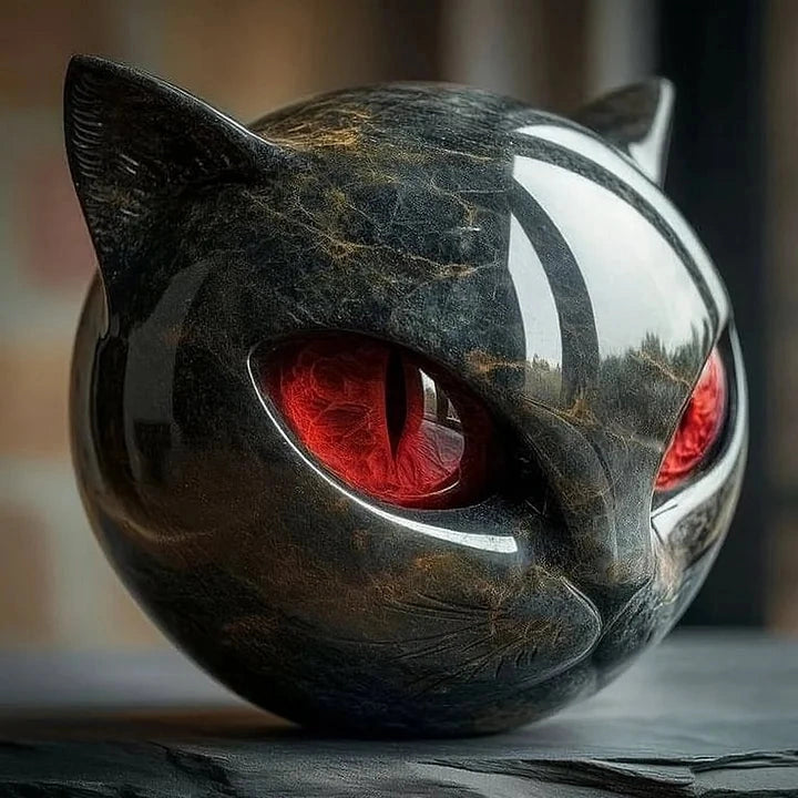 Marbicat - Katzenskulptur mit Marmoroptik für dekorative Innenräume