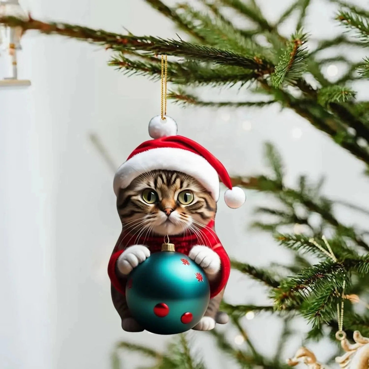Catmerry - Weihnachtsanhänger mit Katzenmotiv und Weihnachtsmütze