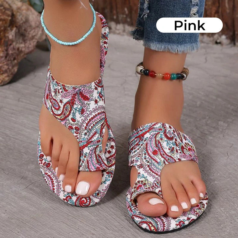 Bohemia - Damen-Sandalen mit Zehenschlaufe und floralem Muster