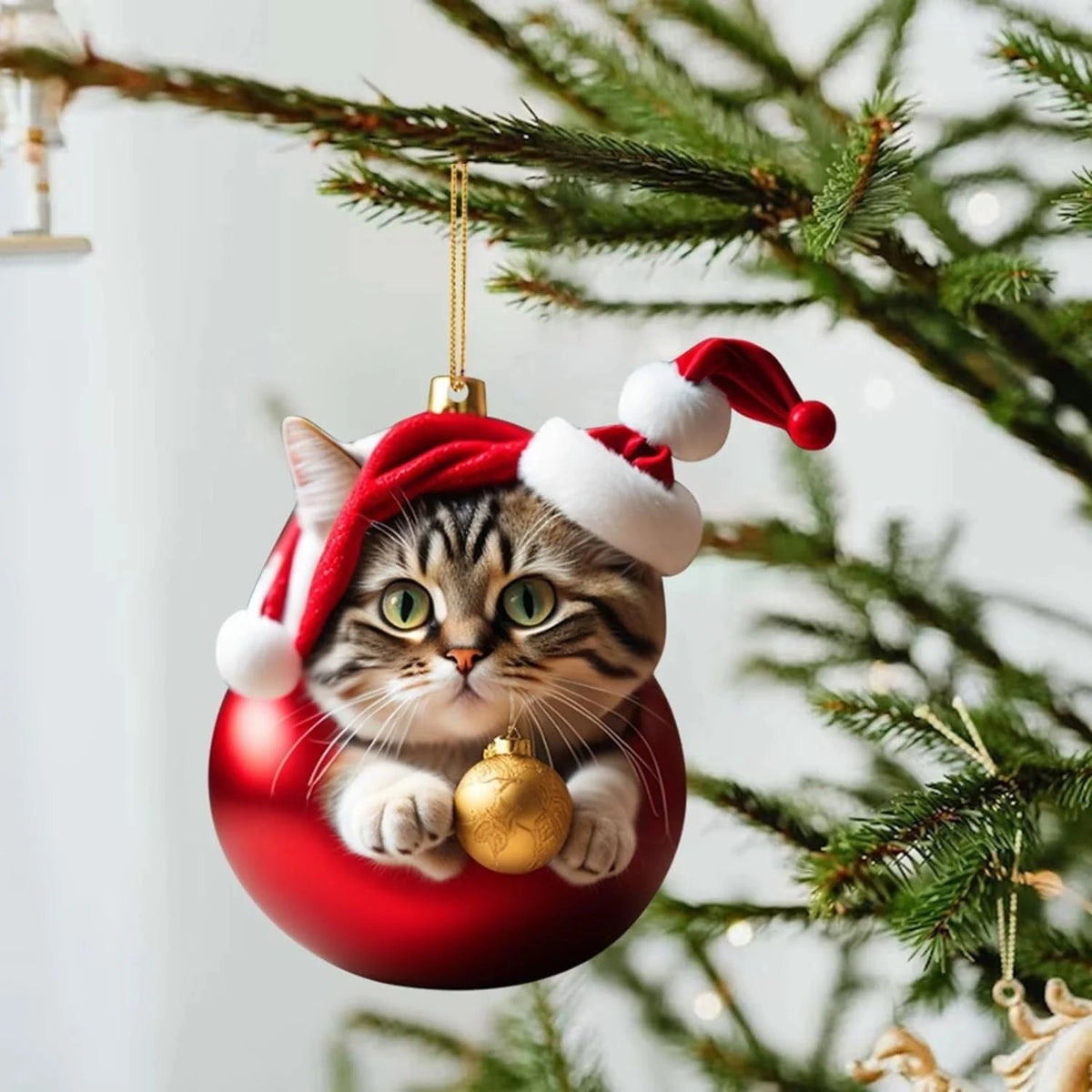 Catmerry - Weihnachtsanhänger mit Katzenmotiv und Weihnachtsmütze