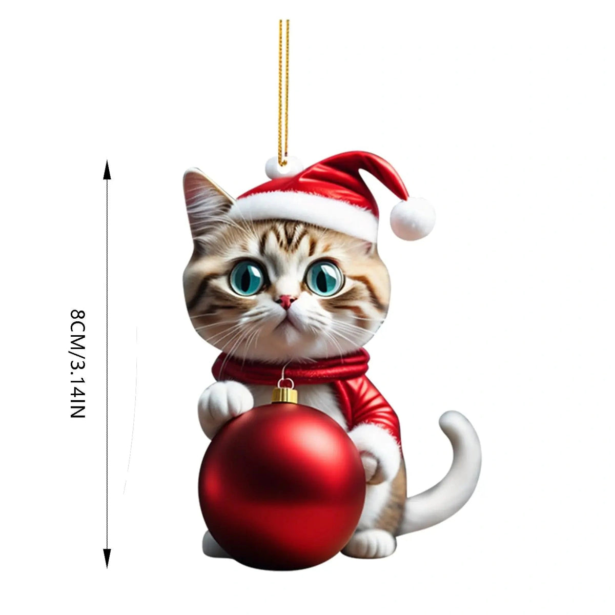 Catmerry - Weihnachtsanhänger mit Katzenmotiv und Weihnachtsmütze