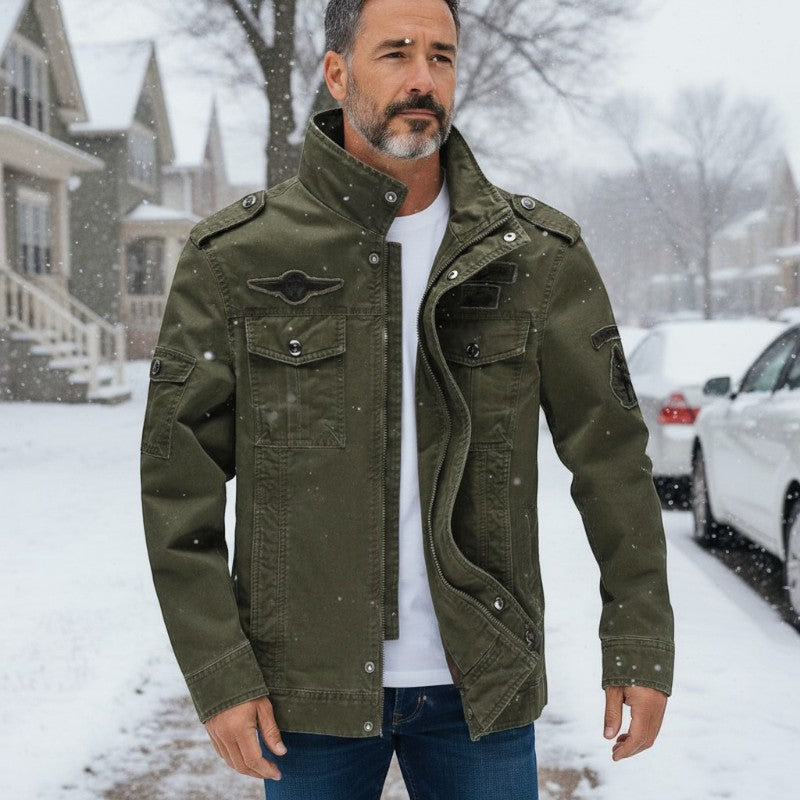 Gilberto – Langen Ärmeln Jacke mit Reißverschluss und Taschen