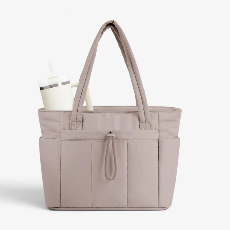 QuiltCarry - Gesteppte Tragetasche mit Laptopfach und Becherhalter